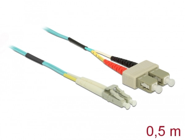 DeLOCK Kabel Lichtwellenleiter LC zu SC Multimode OM3 0,5 m (86563)