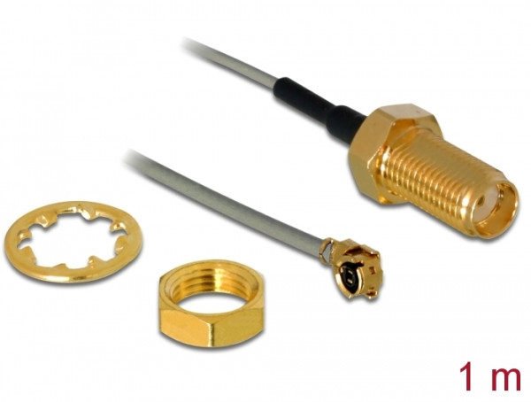 DeLOCK 89919 Koaxialkabel 1 m SMA MHF I Schwarz, Grau (89919)