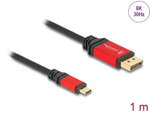 DeLOCK USB Type-C zu DisplayPort Kabel DP Alt Mode 8K 30 Hz mit HDR Funktion 1 m rot (80092)