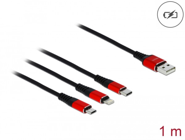 DeLOCK USB Ladekabel 3 in 1 for Lightnin / Micro USB / USB Type-C 1 m (85892)