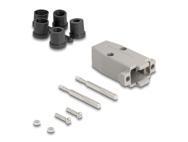 DeLOCK D-Sub Kunststoffgehäuse für 9 Pin Stecker / Buchse mit Gummidichtungen (67030)