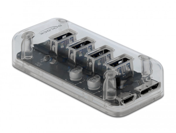 DeLOCK Externer USB 3.0 Hub mit 4 Ports transparent (64087)