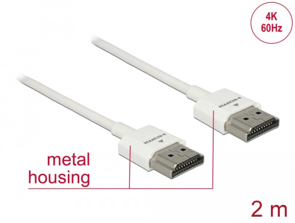DeLOCK 85137 HDMI-Kabel 2 m HDMI Typ A Standard Weiß (85137)