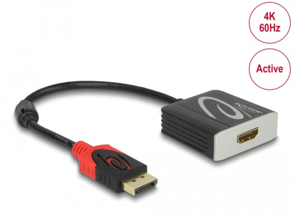 DeLOCK Aktiver DisplayPort 1.4 zu HDMI Adapter 4K 60 Hz HDR (65207)