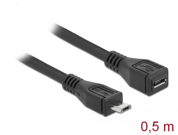DeLOCK 0.5m USB 2.0 USB Kabel 0,5 m Micro-USB B Schwarz (83567)
