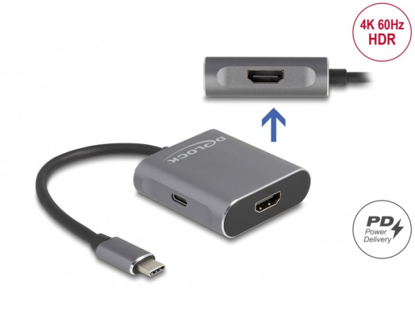DeLOCK USB Type-C Splitter DP Alt Mode zu 2 x HDMI MST mit USB Type-C PD (87805)