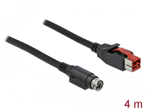 DeLOCK PoweredUSB Kabel Stecker 24 V zu Mini-DIN 3 Pin Stecker 4 m für POS Drucker und Terminals (85948)