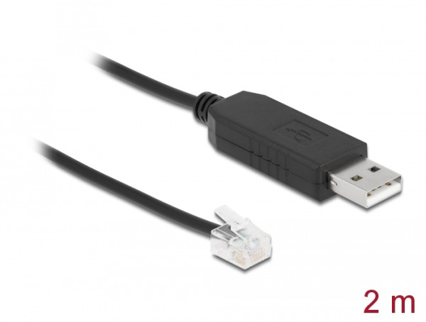 DeLOCK Adapterkabel USB Typ-A zu Seriell RS-232 RJ12 mit ESD Schutz Leadshine 2 m (66737)