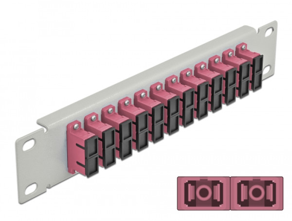 DeLOCK 10″ LWL Patchpanel 12 Port SC Duplex violett 1 HE grau (66795)