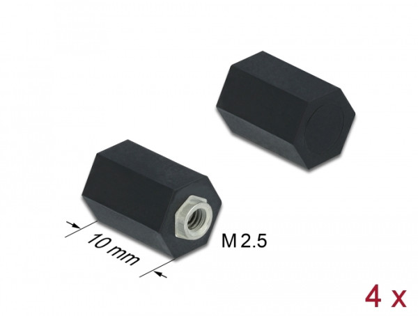 DeLOCK Abstandshalter M2.5, Sechskant, Innen, 10 mm schwarz 4 Stück (60243)