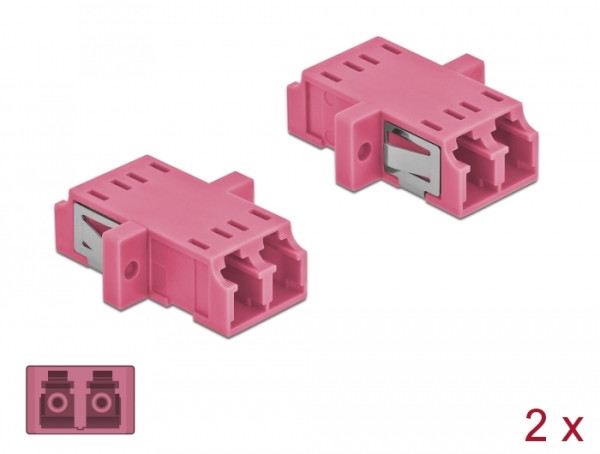 DeLOCK LWL Kupplung LC Duplex Buchse zu LC Duplex Buchse Multimode 2 Stück violett (86537)