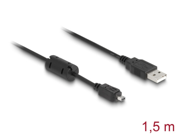 DeLOCK USB cable 2.0 mini 4-Pin Hirose 1,5m USB Kabel USB A USB B Schwarz (82208)