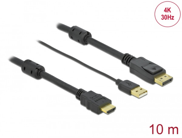 DeLOCK HDMI zu DisplayPort Kabel 4K 30 Hz 10 m (85968)
