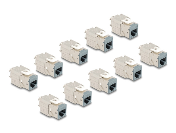 DeLOCK Keystone Modul RJ45 Buchse zu LSA Cat.6A werkzeugfrei grau Set 10 Stück (88120)