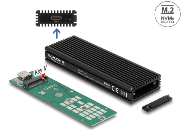 DeLOCK Externes USB Type-C Combo Gehäuse für M.2 NVMe PCIe oder SATA SSD (42004)
