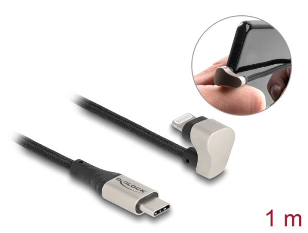 DeLOCK Daten- und Ladekabel USB Type-C™ zu Lightning™ für iPhone™ und iPad™ 180° gewinkelt 1 m MFi (80025)