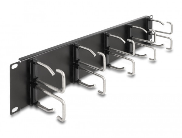 DeLOCK 19″ Kabelmanagement Rangierpanel mit 10 Metallbügel 2 HE schwarz (66919)