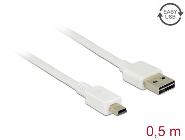 DeLOCK 0.5m, USB2.0-A/USB2.0 Mini-B USB Kabel 0,5 m USB A USB B Weiß (85159)