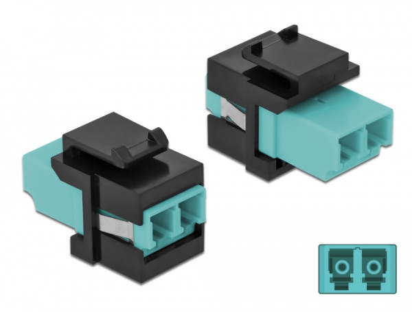 DeLOCK Keystone Modul LC Duplex Buchse zu LC Duplex Buchse aqua / schwarz (86720)