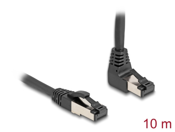 DeLOCK RJ45 Netzwerkkabel Cat.8.1 S/FTP 90° oben gewinkelt / gerade 10 m schwarz (80398)
