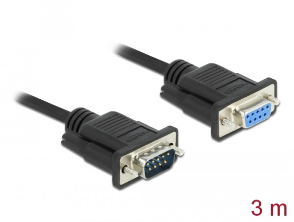 DeLOCK Seriell Kabel RS-232 D-Sub9 Stecker zu Buchse mit schmalem Steckergehäuse 3 m (86584)