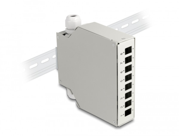 DeLOCK LWL Verteilerbox für Hutschiene 8 Port grau (85931)