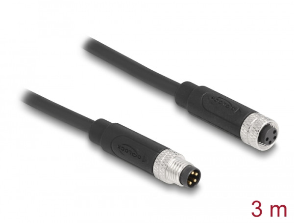 DeLOCK M8 4 Pin Kabel A-kodiert Stecker zu Buchse PUR TPU 3 m (80144)