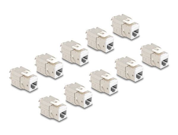 DeLOCK Keystone Modul RJ45 Buchse zu LSA Cat.6A werkzeugfrei weiß Set 10 Stück (88119)
