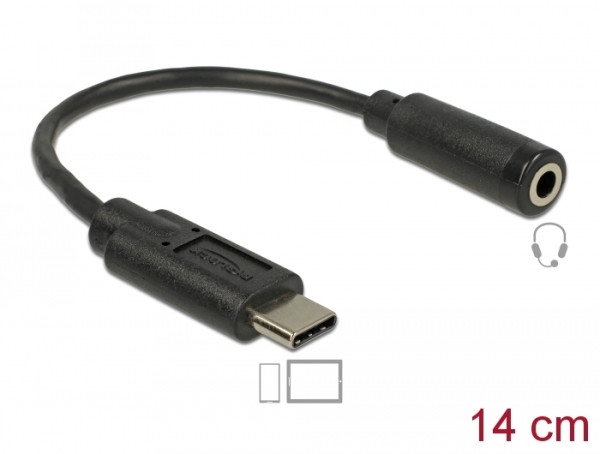 DeLOCK 65842 Handykabel Schwarz 0,14 m USB C 3.5mm (65842)