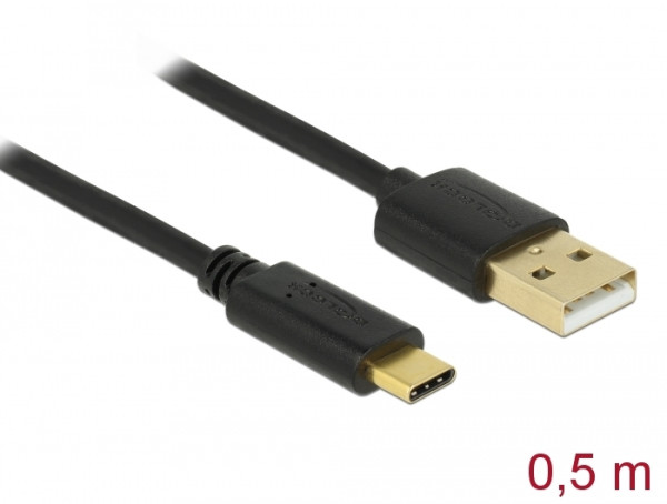 DeLOCK 0.5m, USB2.0-A/USB2.0-C USB Kabel 0,5 m USB A USB C Schwarz (83326)