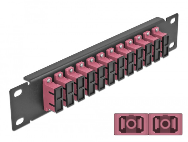 DeLOCK 10″ LWL Patchpanel 12 Port SC Duplex violett 1 HE schwarz (66775)