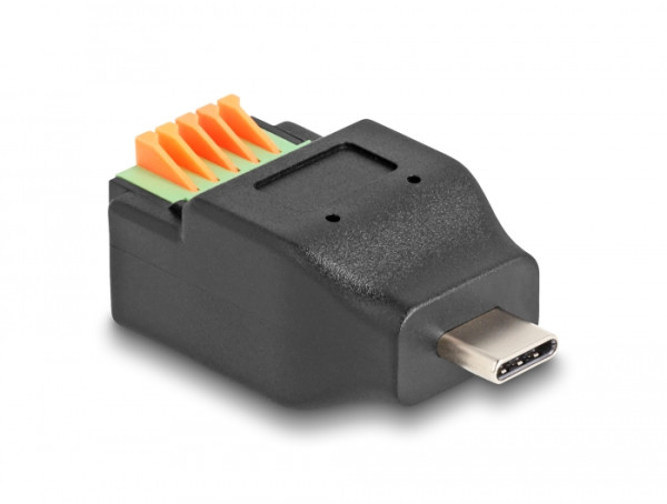 DeLOCK USB Type-C 2.0 Stecker zu Terminalblock Adapter mit Drucktaster (66456)