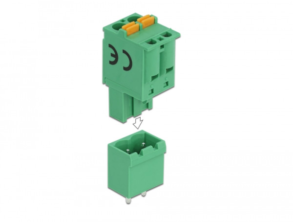 DeLOCK Terminalblock Set für Platine 2 Pin 5,08 mm Rastermaß vertikal (66500)