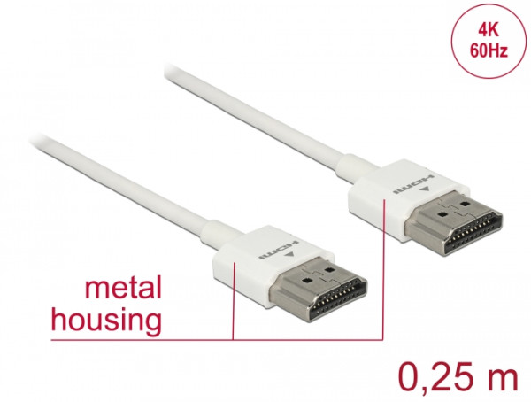 DeLOCK 85120 HDMI-Kabel 0,25 m HDMI Typ A Standard Weiß (85120)
