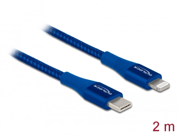 DeLOCK Daten- und Ladekabel USB Type-C zu Lightning für iPhone, iPad und iPod blau 2 m MFi (85417)