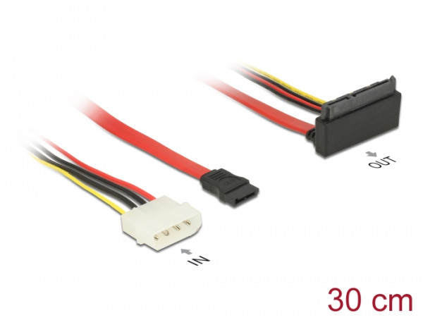 DeLOCK 85514 SATA-Kabel 0,3 m 1 x Molex 4 pin 1 x SATA 22 pin, 1 x SATA 7 pin Mehrfarbig (85514)