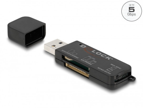 DeLOCK SuperSpeed USB Card Reader für SD / Micro SD / MS Speicherkarten (91757)