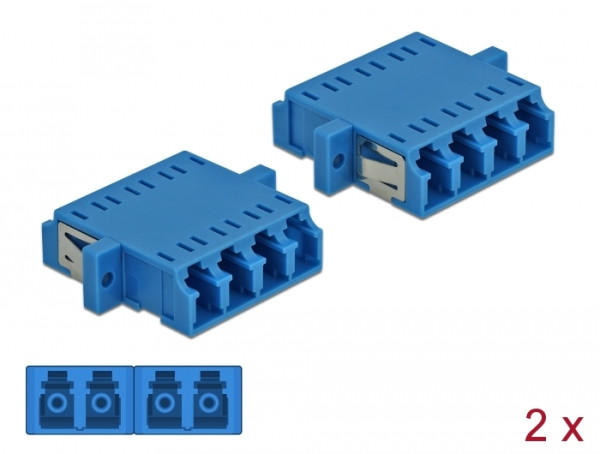 DeLOCK LWL Kupplung LC Quad Buchse zu LC Quad Buchse Singlemode 2 Stück blau (86538)