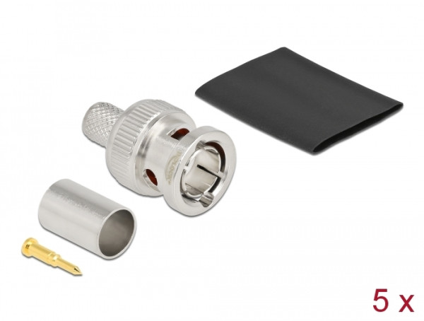 DeLOCK BNC Stecker zum Crimpen RG6 mit passendem Schrumpfschlauch (90026)