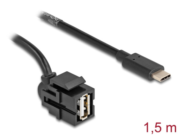 DeLOCK Keystone Modul USB 2.0 A Buchse zu USB Type-C Stecker 250° mit Kabel 1,5 m (88057)
