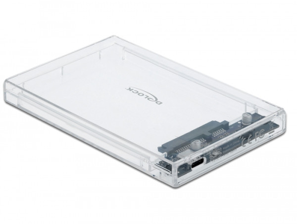 DeLOCK Externes Gehäuse für 2.5″ SATA HDD / SSD mit USB Type-C Buchse transparent - werkzeugfrei (42621)