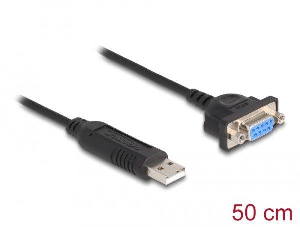 DeLOCK USB 2.0 zu Seriell RS-232 Adapter mit kompaktem seriellen Steckergehäuse 50 cm FTDI (66453)