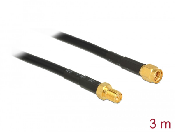 DeLOCK 3m CFD200 Koaxialkabel RP-SMA Schwarz (89424)