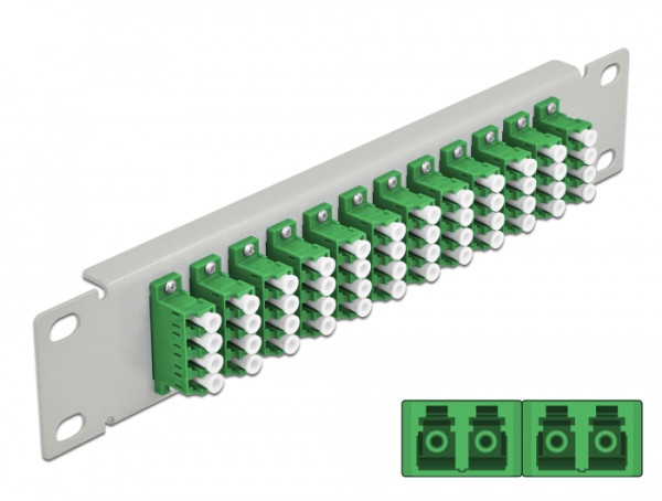 DeLOCK 10″ LWL Patchpanel 12 Port LC Quad grün 1 HE grau (66797)