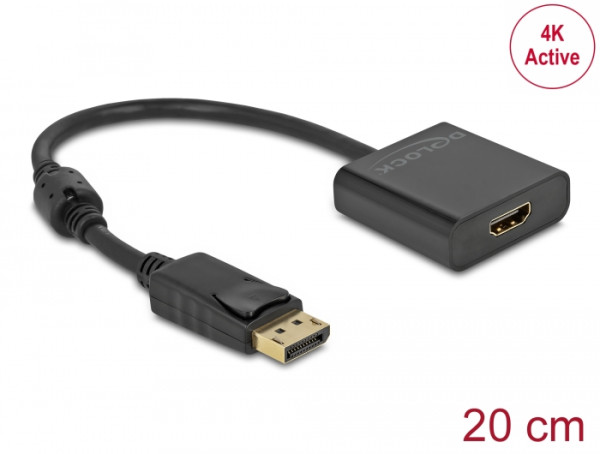 DeLOCK Adapter DisplayPort 1.2 Stecker zu HDMI Buchse 4K Aktiv schwarz (63585)