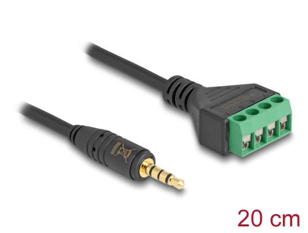 DeLOCK Kabel Klinkenstecker 3,5 mm 4 Pin zu Terminalblock Adapter 20 cm (66268)