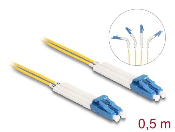 DeLOCK LWL Kabel LC Duplex zu LC Duplex Singlemode OS2 winkelbar 0,5 m (88068)