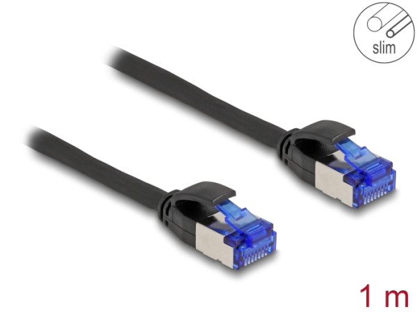 DeLOCK RJ45 Netzwerkkabel Cat.6A S/FTP Slim 1 m schwarz (80227)