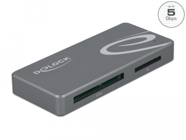 DeLOCK USB Type-C Card Reader für CFast und SD Speicherkarten + USB Hub mit Typ-A und USB Type-C Port (91754)