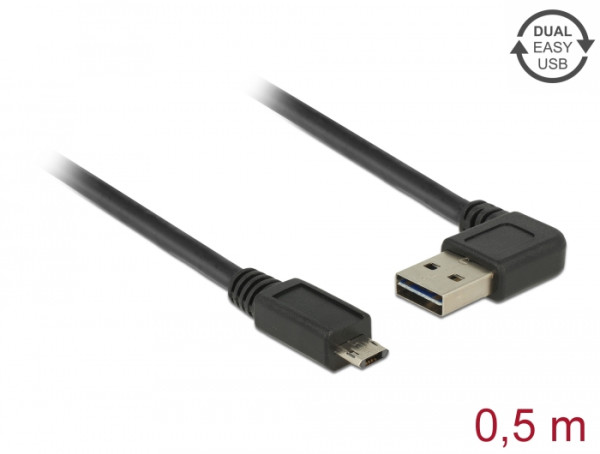 DeLOCK 0.5m, USB2.0-A/USB2.0 Micro-B USB Kabel 0,5 m USB A Micro-USB B Schwarz (85164)